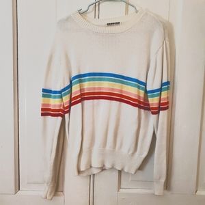 Multi colored striped sweater. Size Large. White. Cotton.